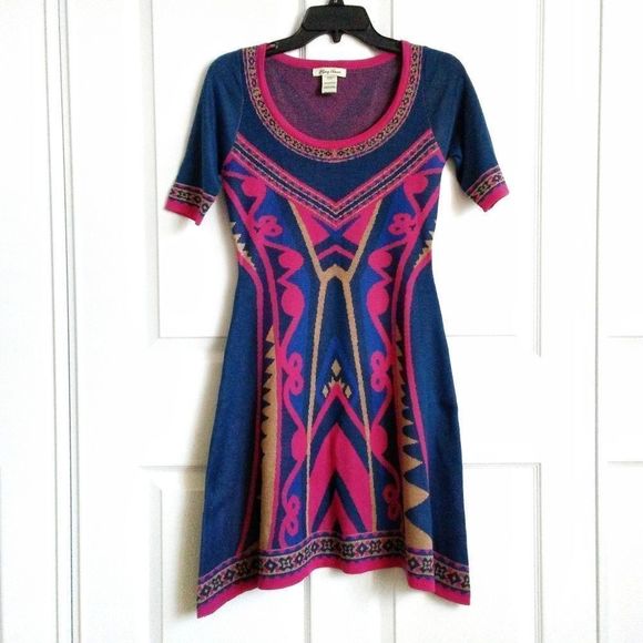 Flying Tomato Aztec Print Scoop Neck Sweater Dress - Picture 1 of 6